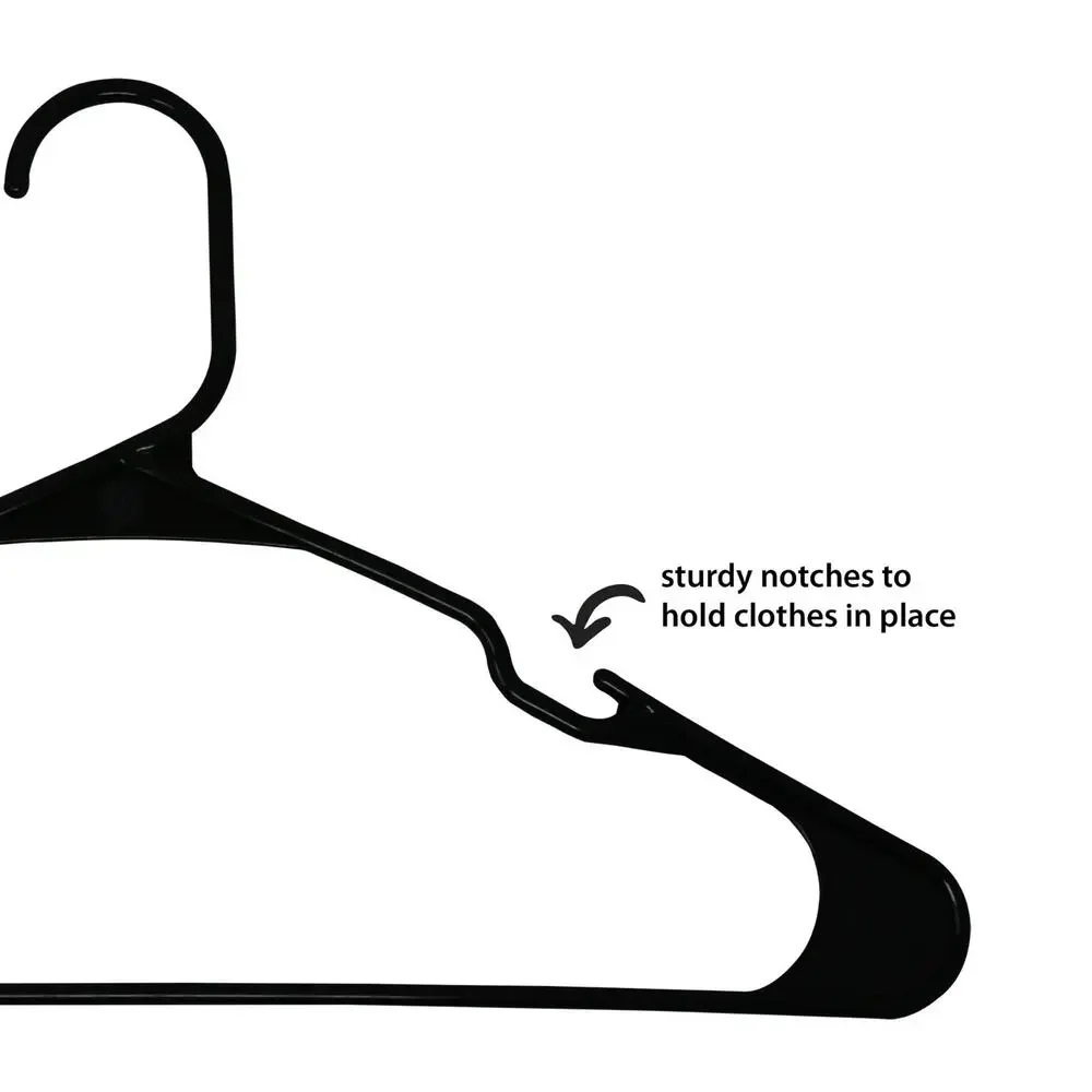🔥Plastic Notched Adult Hangers for Any Clothing Type Rich Black 50pk BNIB🔥